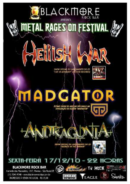 Imagem da notícia: Hellish War, Andragonia e Madgator agitam festival em São Paulo